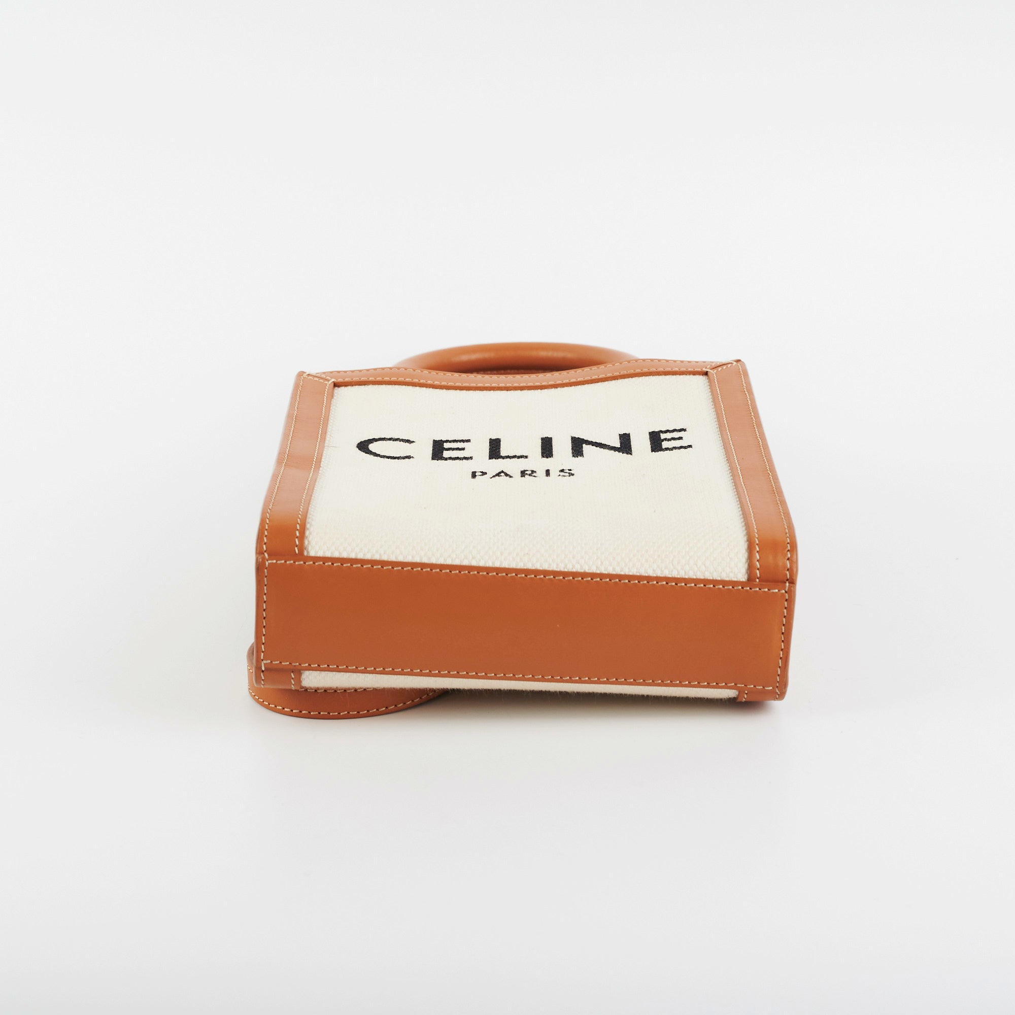 Celine Mini Vertical Cabas Canvas Logo Tote - THE PURSE AFFAIR