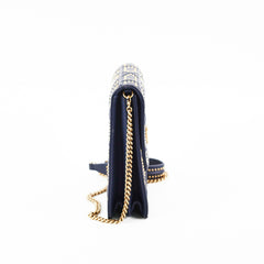 Christian Dior Vertical Diorama Navy Studded Crossbody Bag