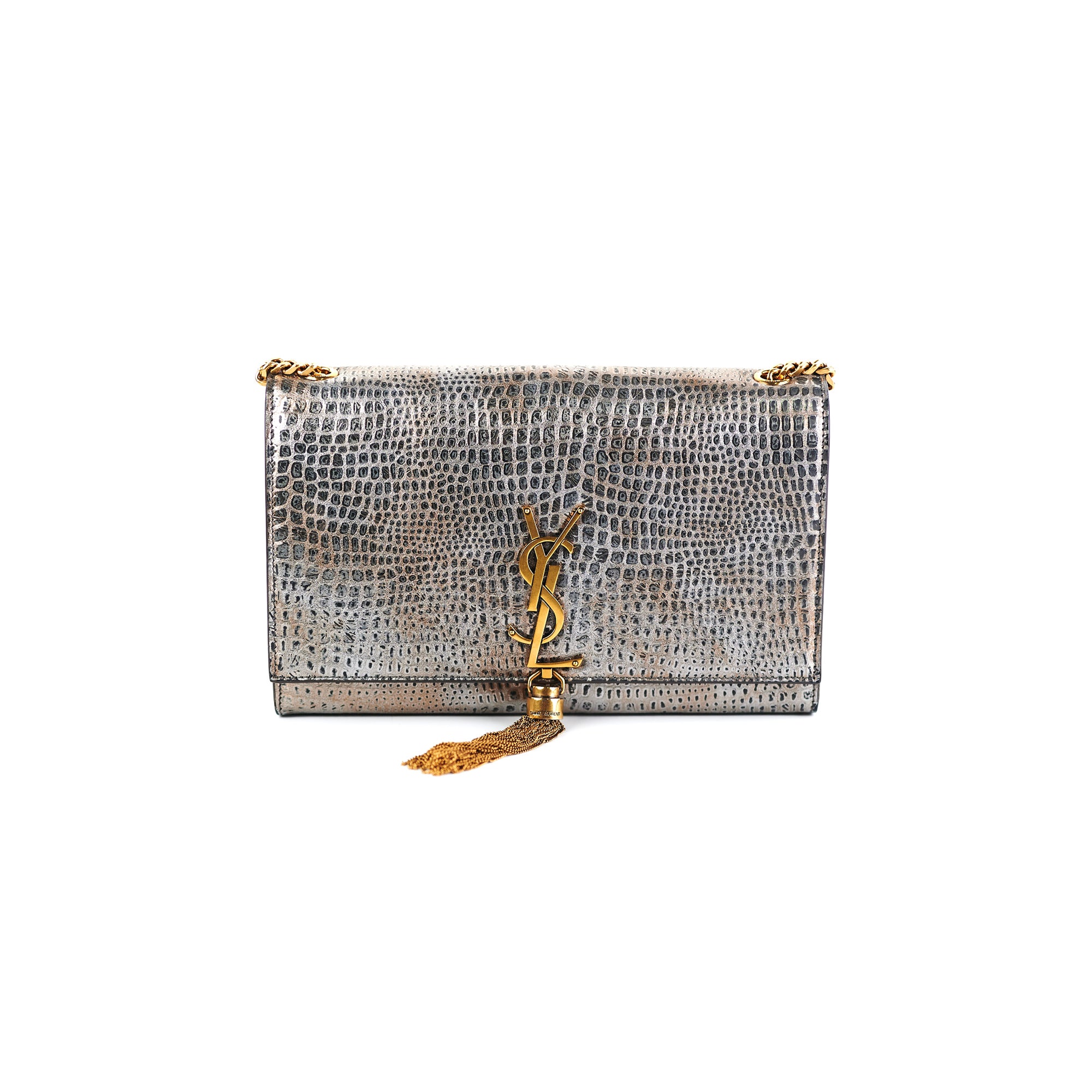 Saint Laurent Kate WOC Wallet On Chain Grey - THE PURSE AFFAIR