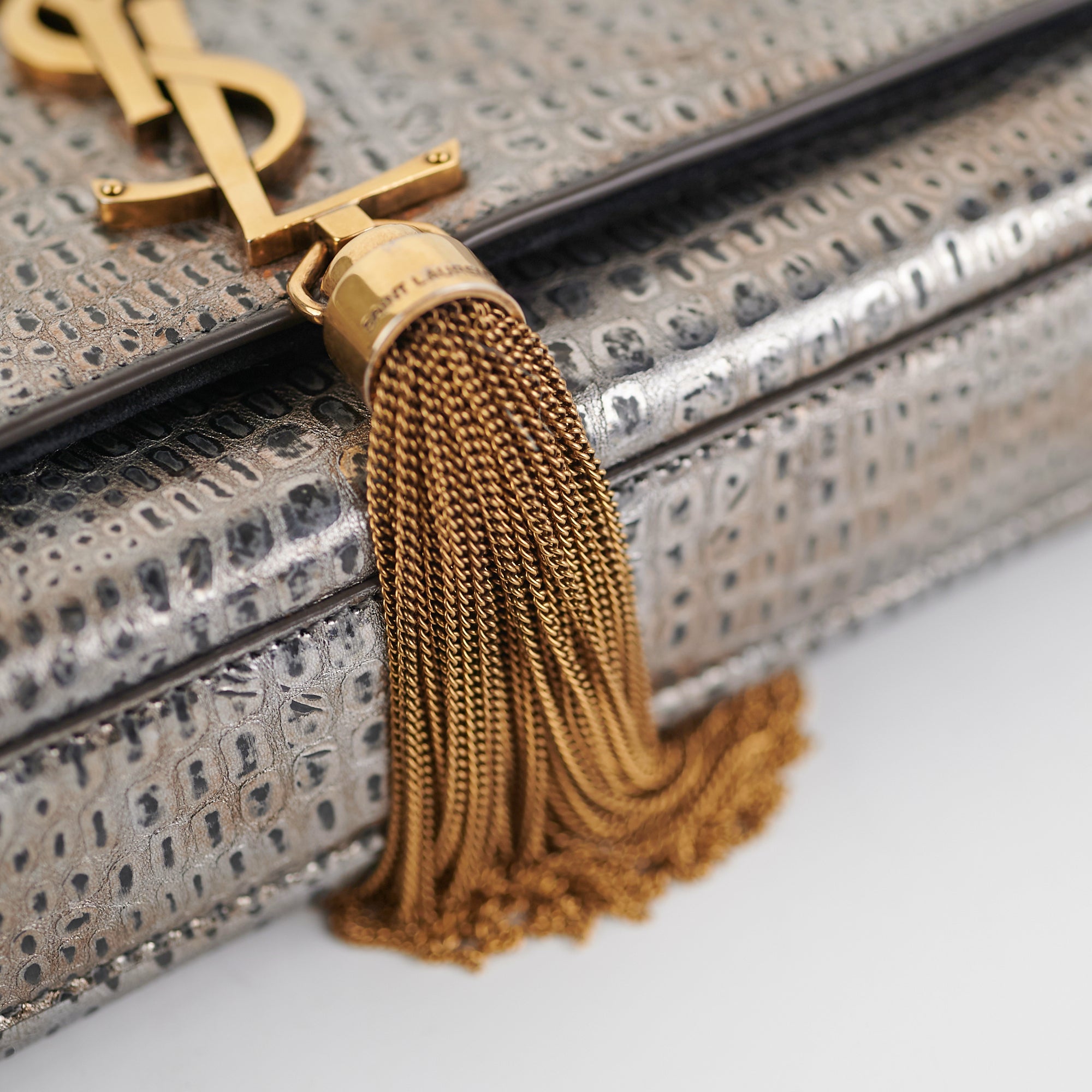 Saint Laurent Kate Monogram YSL Small Python-Effect Tassel Wallet