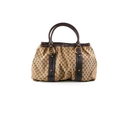 Gucci Canvas Monogram Tote Bag Black - THE PURSE AFFAIR