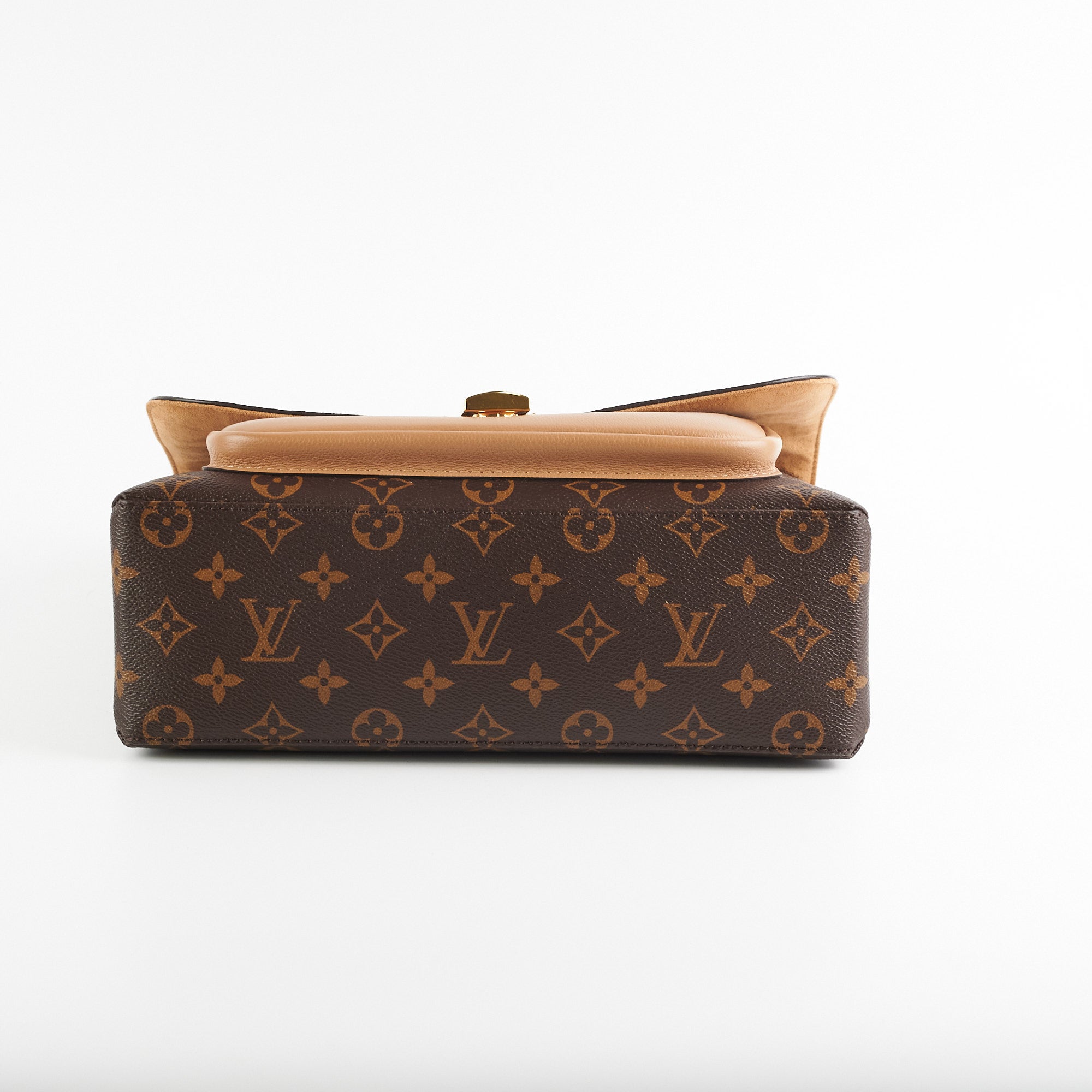 Louis+Vuitton+Marignan+Shoulder+Bag+Beige+Canvas%2FLeather for sale online