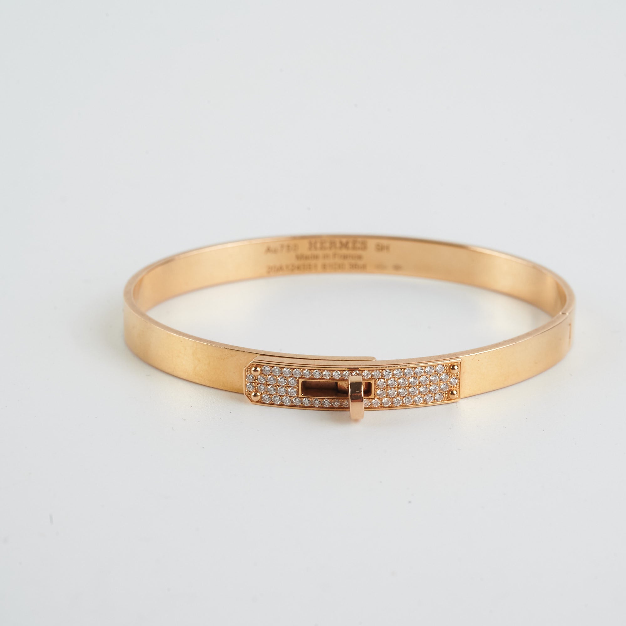 Hermès Kelly Bracelet Rose Gold Half Diamond SH – SukiLux