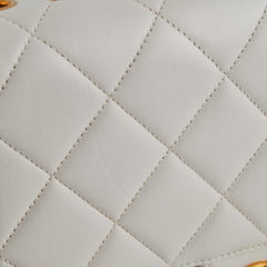 Chanel Quilted Vintage Flap White 24K Gold