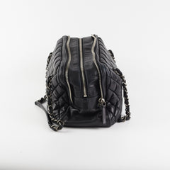 Chanel Quilted Bowling Handbag Black