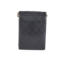 Chanel Quilted Vertical Pearls Clutch Black