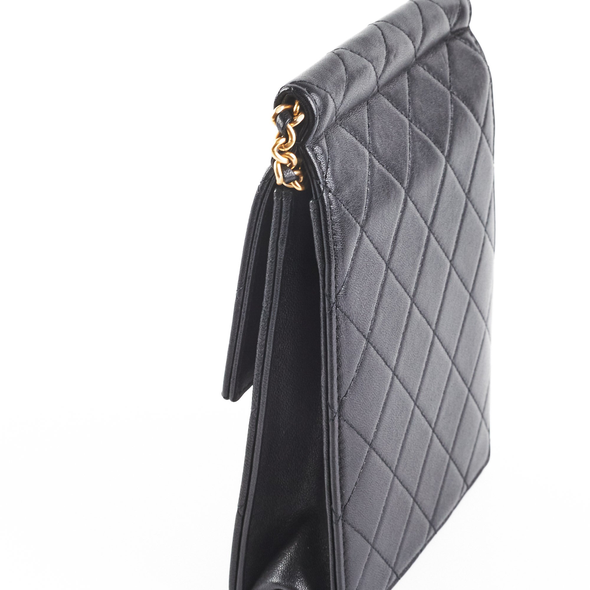 Chanel LAX Small Vertical Quilted Clutch / Pochette Black