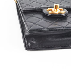 Chanel Quilted Vertical Pearls Clutch Black