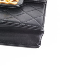 Chanel Quilted Vertical Pearls Clutch Black