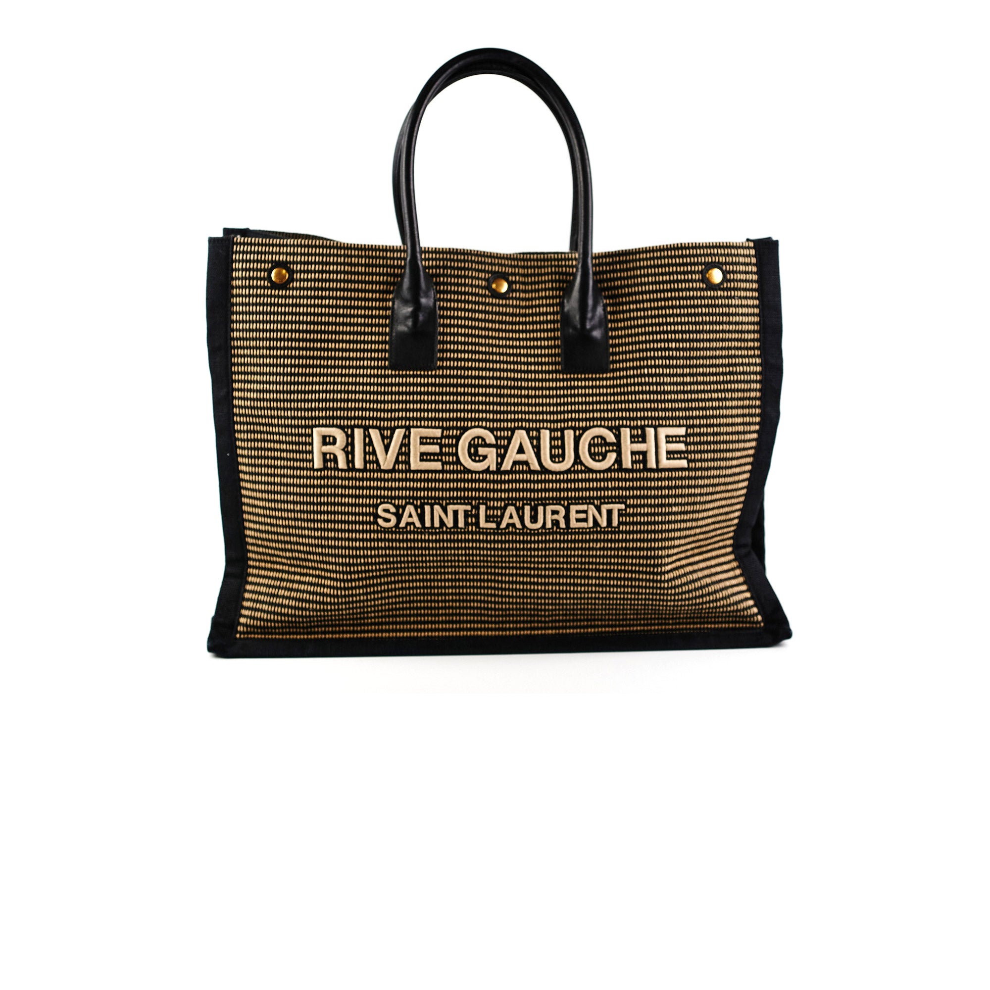 Saint Laurent Rive Gauche black canvas tote bag