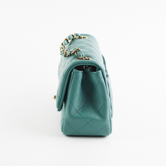 HOLD Chanel Quilted Mini Square Teal (Microchip)