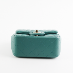 HOLD Chanel Quilted Mini Square Teal (Microchip)