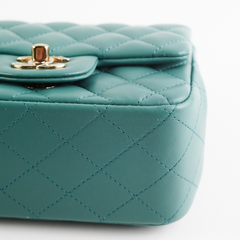 HOLD Chanel Quilted Mini Square Teal (Microchip)