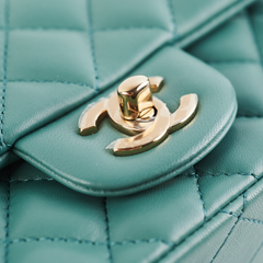 HOLD Chanel Quilted Mini Square Teal (Microchip)