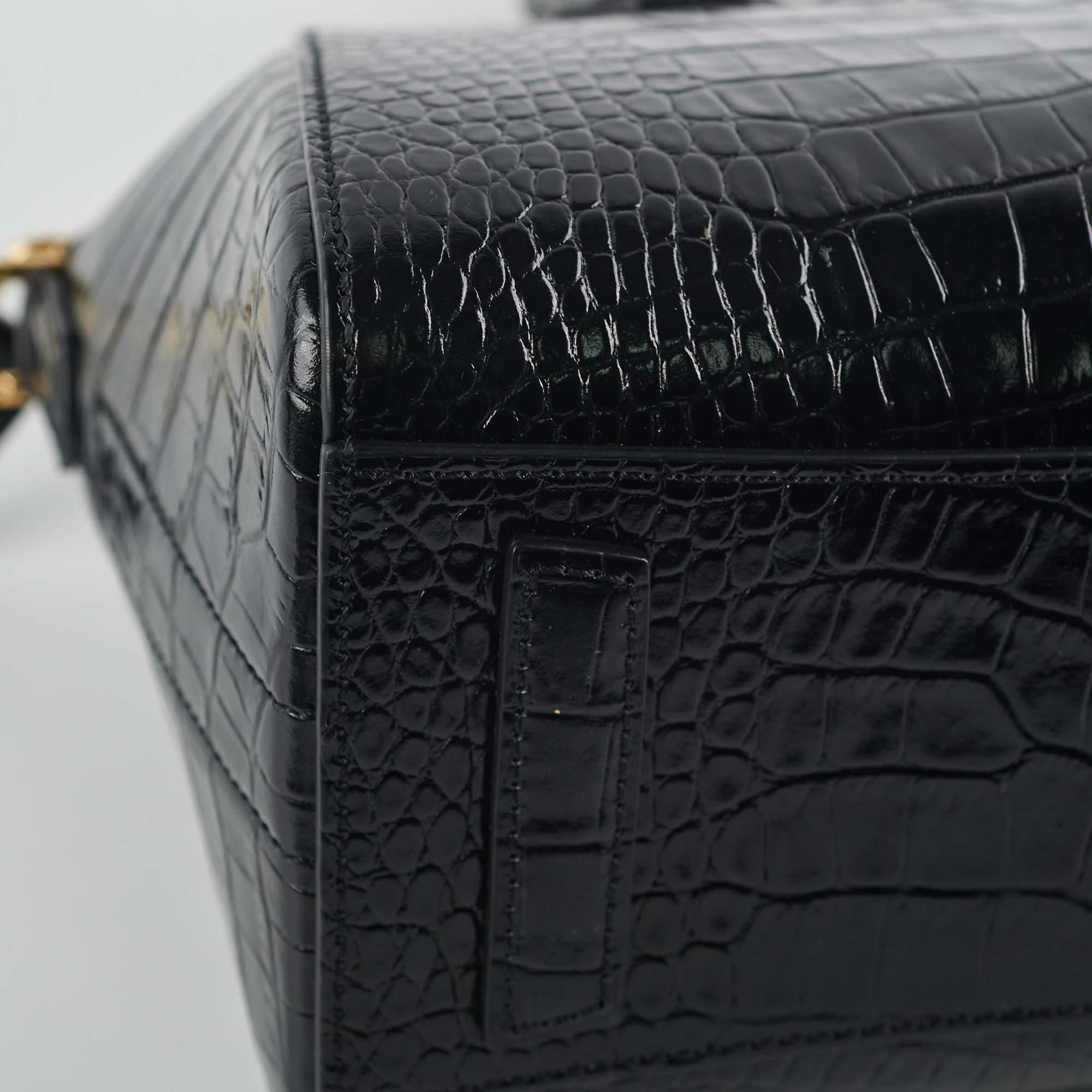 GIVENCHY Calfskin Crocodile Embossed Mini Antigona Black 1261500
