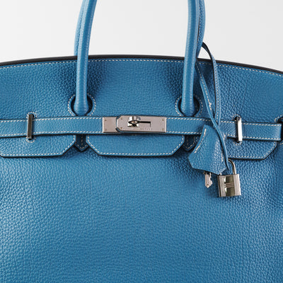 Hermes birkin 35 Bleu De Galice SHW Togo Leather stamp Q in square