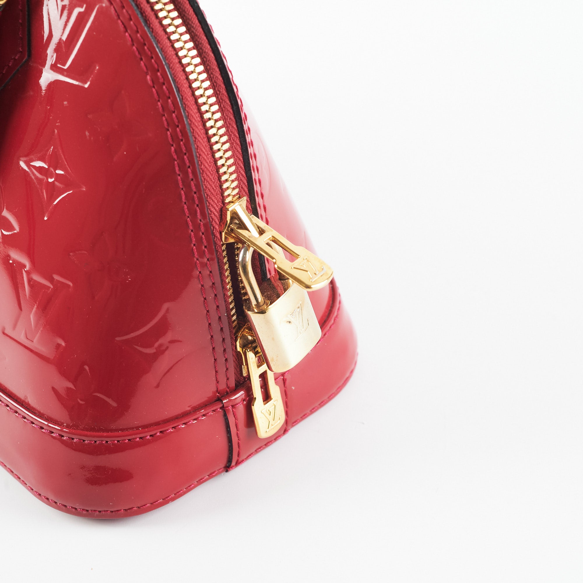 Louis Vuitton Alma Bb Patent Leather Dome Bag in Red