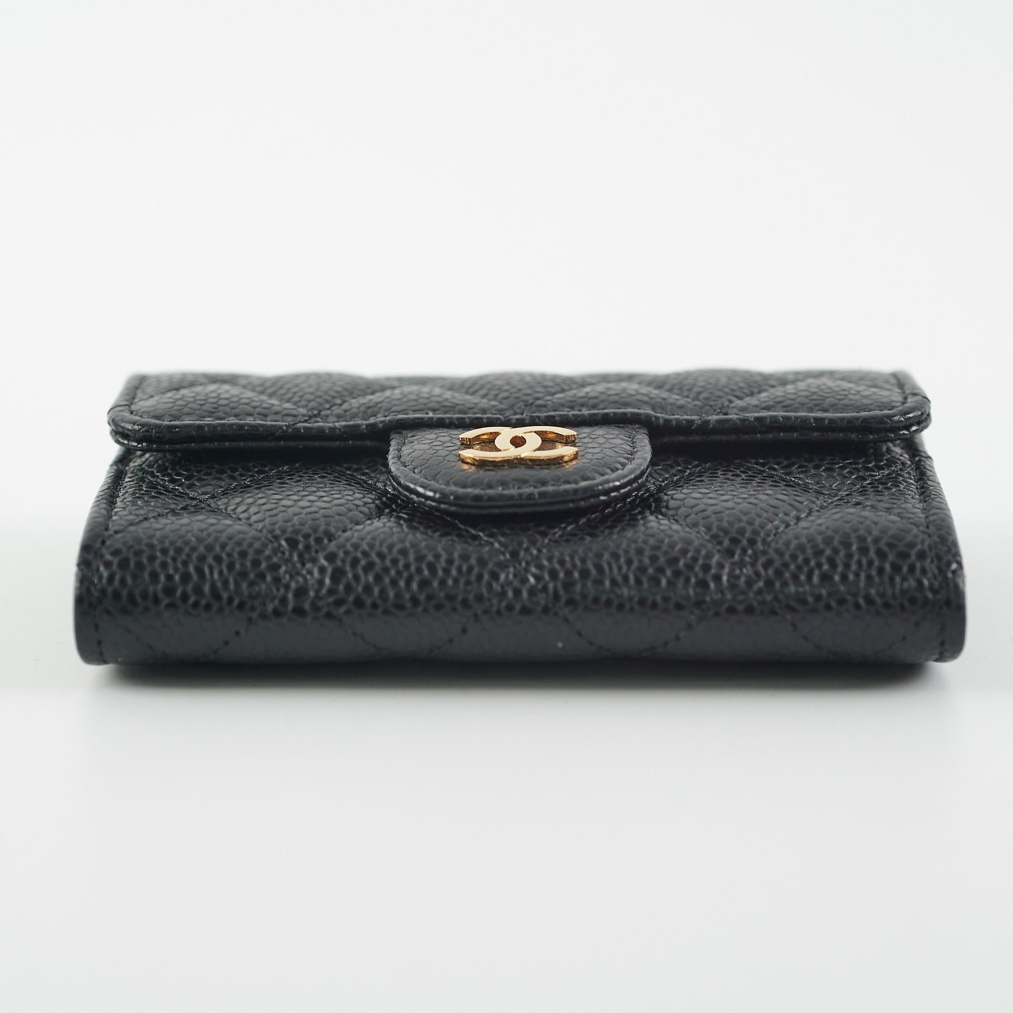 CHANEL Caviar Quilted Flap Card Holder Black 1297426