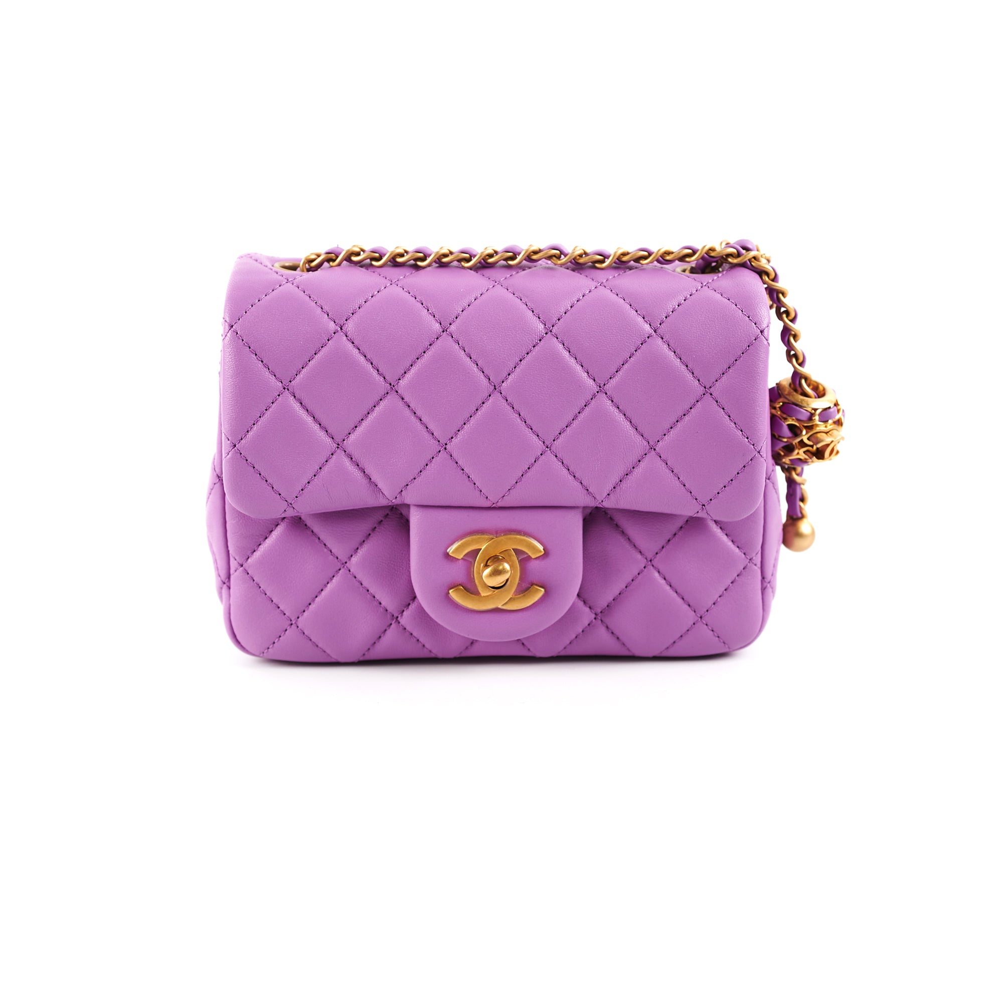 Chanel Purple Pearl Crush Square Lambskin Bag Microchipped  THE PURSE  AFFAIR
