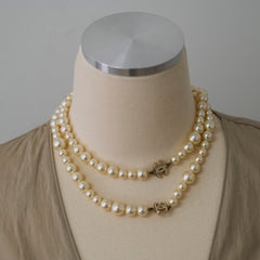 Chanel Pearl Long CC Logo Necklace Costume Jewellery