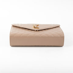 Saint Laurent Envelope Quilted Beige Bag