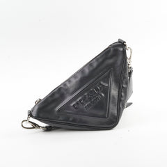 Prada Triangle Lambskin Crossbody Bag Black