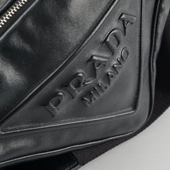 Prada Triangle Lambskin Crossbody Bag Black