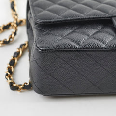 Chanel Medium/Large Double Classic Flap Caviar Black 31 Series