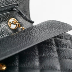 Chanel Medium/Large Double Classic Flap Caviar Black 31 Series