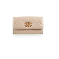 Chanel 19 Long Wallet Lambskin Beige