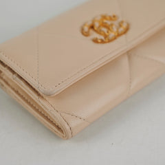 Chanel 19 Long Wallet Lambskin Beige