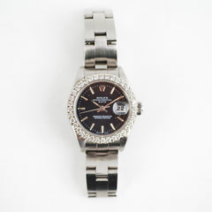 Rolex 26mm Datejust Black Aftermarket Diamonds Watch
