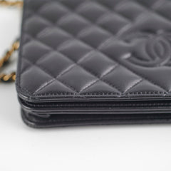 Chanel Flap Wallet On Chain Lambskin Black Crossbody Bag