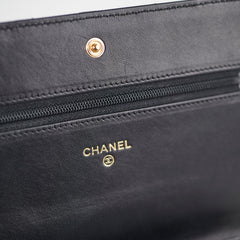 Chanel Flap Wallet On Chain Lambskin Black Crossbody Bag