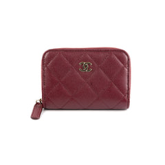 Chanel Zip Compact Wallet Burgundy (Microchip)