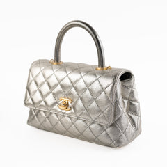 ITEM 11 - Chanel Small Coco Handle Silver Caviar Top Handle