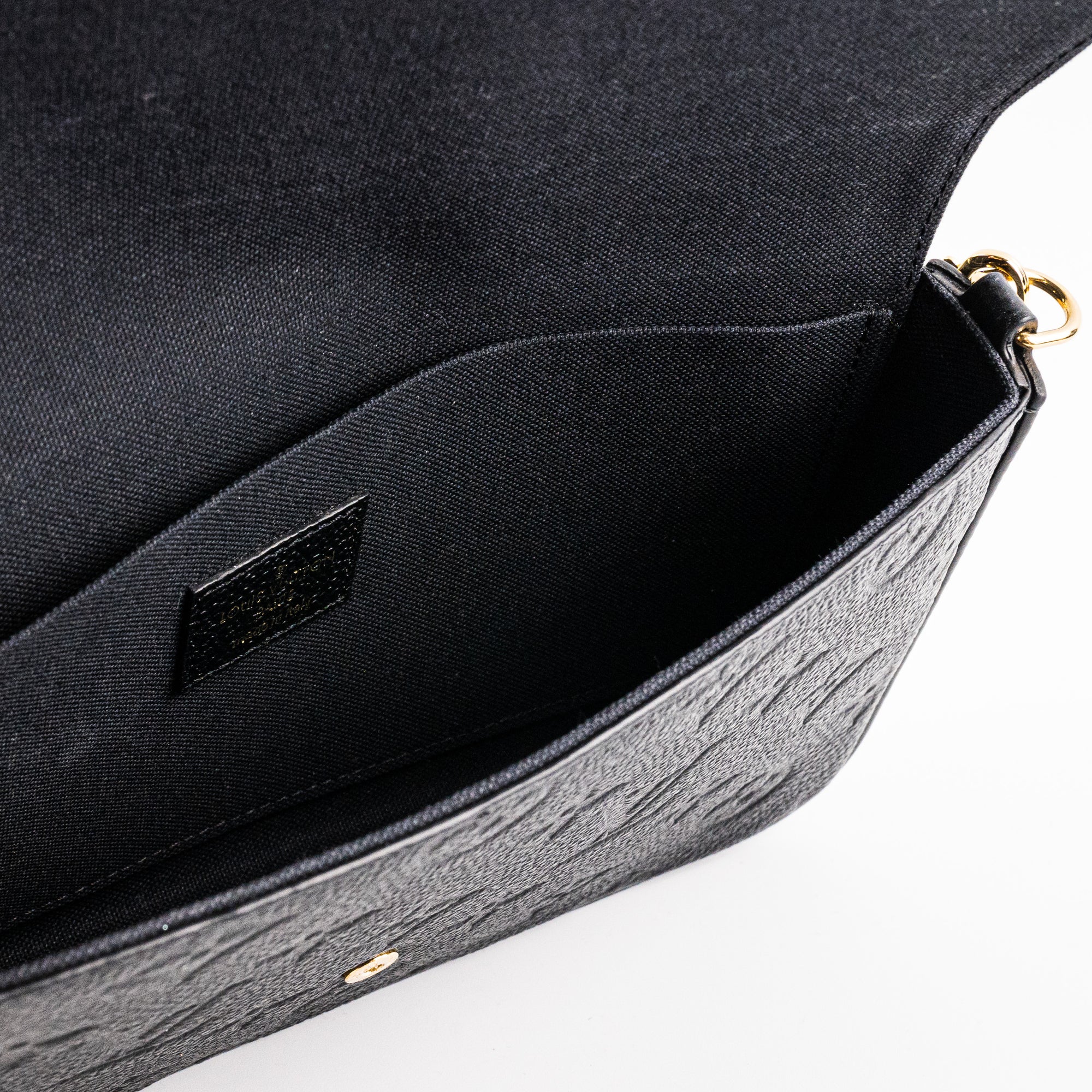 Louis Vuitton Félicie Pochette Crossbody Bag in Black Grained Leather  M82477