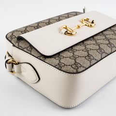 Gucci Horsebit Monogram White Crossbody Bag