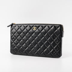 Chanel Quilted Caviar Clutch Pouch Black