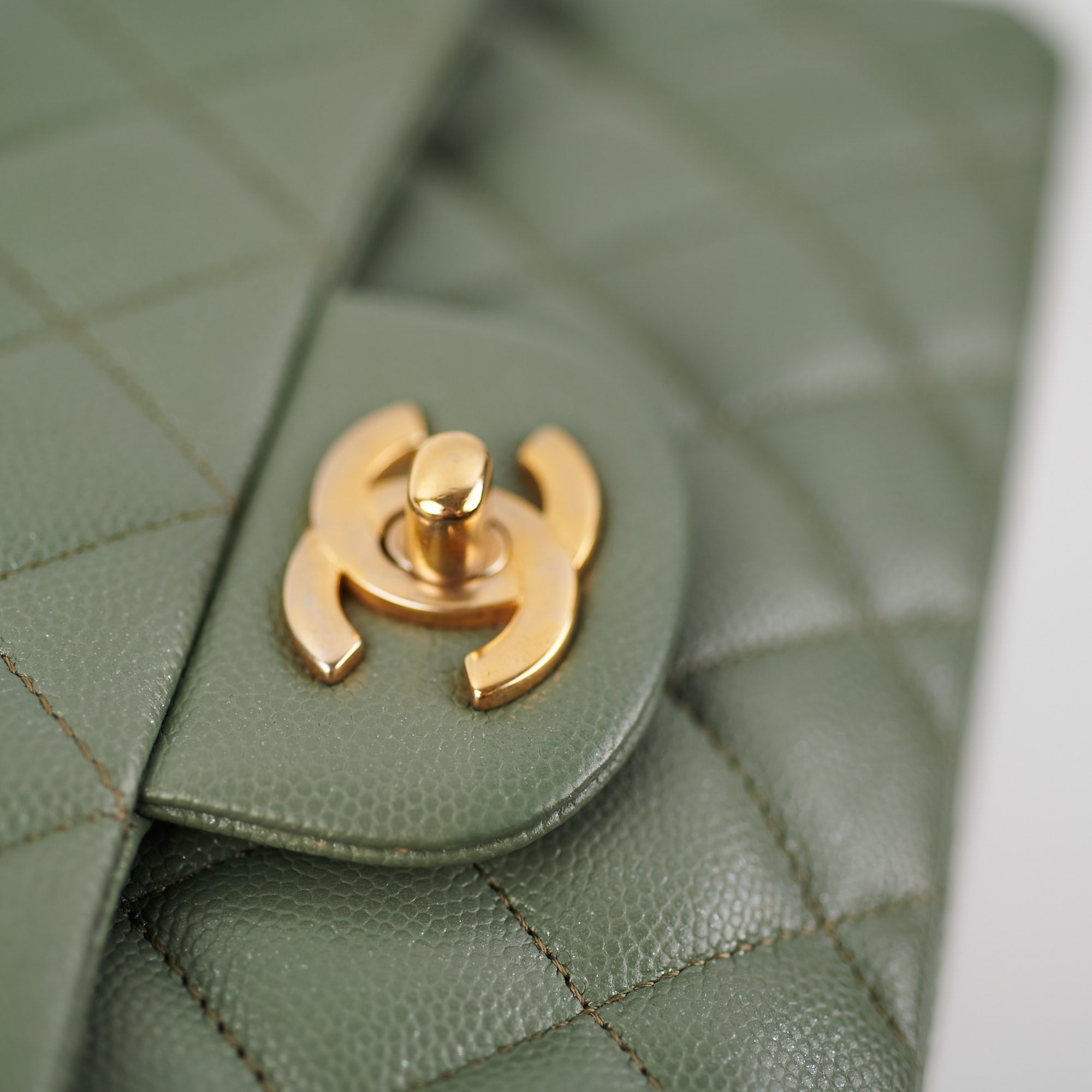 Chanel, Olive Green Calfskin Classic Double Flap