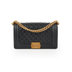 Chanel Old Medium Boy Caviar Black