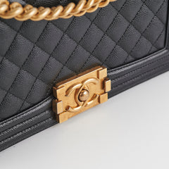 Chanel Old Medium Boy Caviar Black