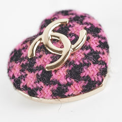 Chanel Heart Brooch Tweed Pink