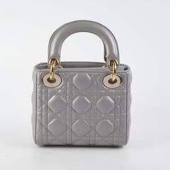 Christian Dior Lady Dior Mini Lambskin Grey