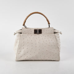 Fendi Mini Ostrich Peekaboo Cream