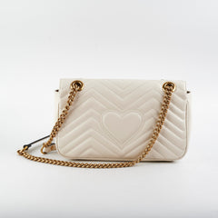 Gucci Marmont Small Matelasse White Shoulder Bag