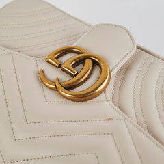 Gucci Marmont Small Matelasse White Shoulder Bag