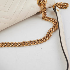 Gucci Marmont Small Matelasse White Shoulder Bag