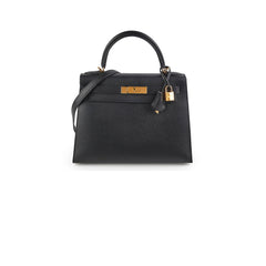 Hermes Kelly 28 Epsom Black D Stamp THE PURSE AFFAIR