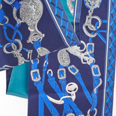 Hermes Silk Maxi Twilly Scarf Blue/Green